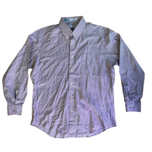 Men’s Yves Saint Laurent YSL pink blue plaid button down 16 32 33. Crisp collar - Picture 2 of 3